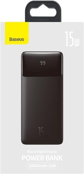 Павербанк Baseus Bipow Digital Display 20 000 mAh (15Вт) 3A, черный 250140 фото