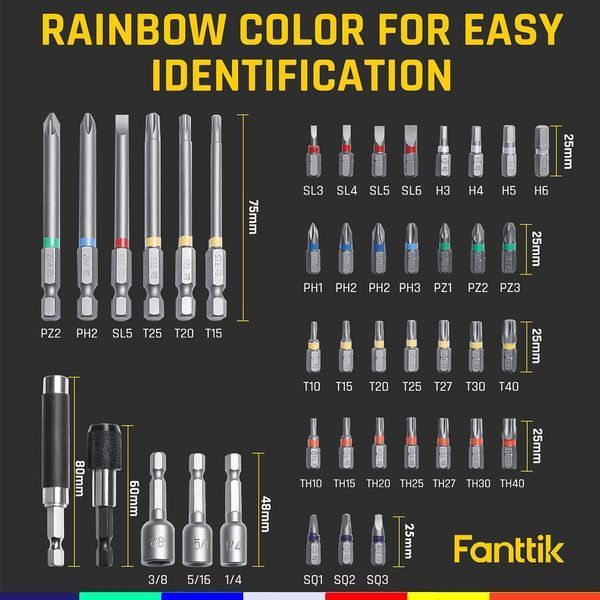 Набір біт Fanttik X1 Screwdriver Bit Set (43 шт) із сталі S2 (60HRC) 250216 фото
