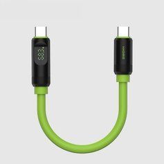 Кабель Type-C to Type-C HAGiBiS USB4 SX02 40 Gbps 240W с LED-дисплеем силиконовый (25 см), Green 250982 фото