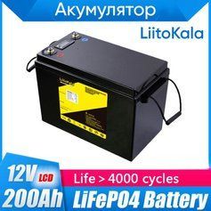 Акумуляторна батарея LiitoKala LiFePO4 12V 200Ah (2400Wh) з LCD-екраном і BMS 100А, 4000+ циклів 250999 фото
