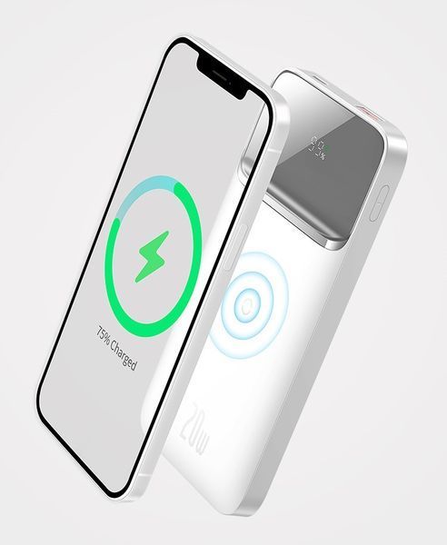 Портативний зарядний пристрій Power Bank Baseus Magnetic Wireless 20Вт 10000mAh, Білий 250201 фото